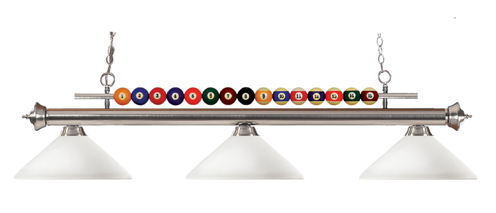 Shark 3 Light Billiard Light in Brushed Nickel Finish