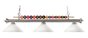Shark 3 Light Billiard Light in Brushed Nickel Finish