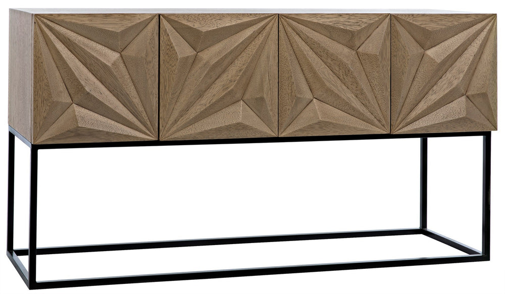 Zurich Bleached Walnut Console with Industrial Steel Frame