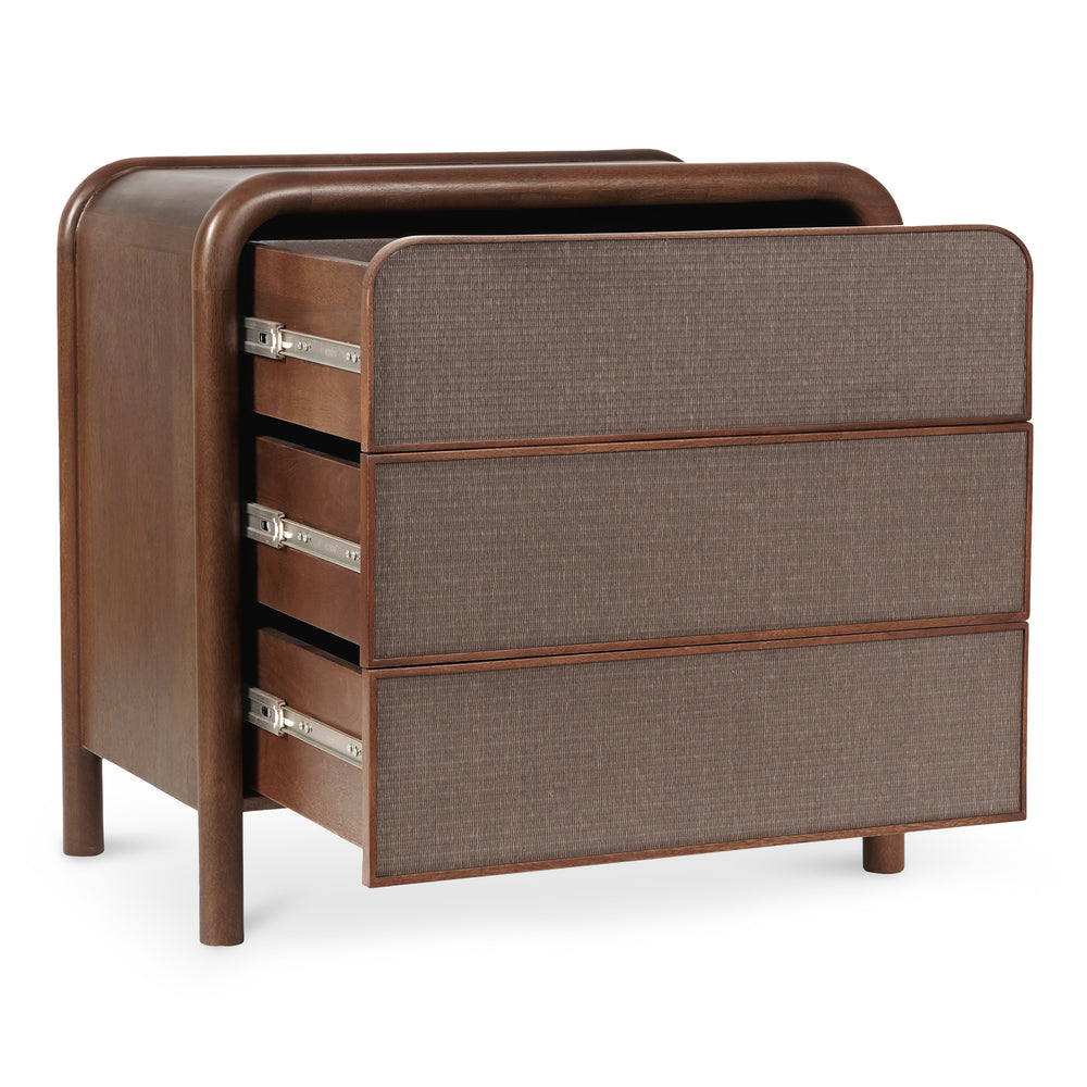 Rye 3 Drawer Nightstand in Warm Brown