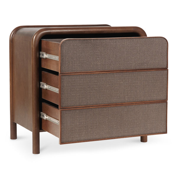 Rye 3 Drawer Nightstand in Warm Brown