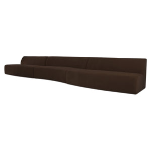 Naomi 3-Piece Wave Modular Sectional in Dark Brown