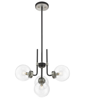 Parsons 4 Light Chandelier in Matte Black + Brushed Nickel Finish
