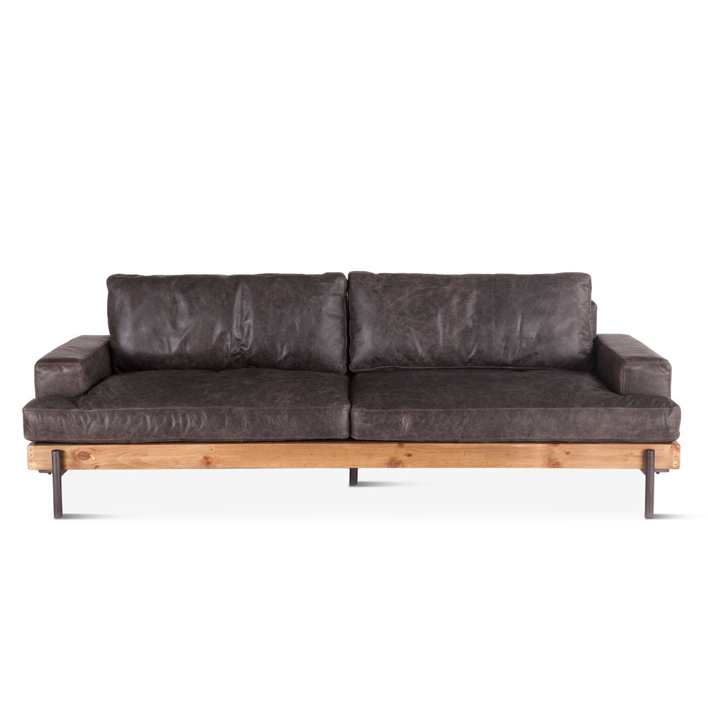Portofino Distressed Antique Ebony Leather Sofa