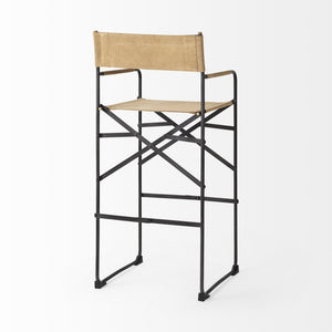 Direttore 19.3L x 19.3W x 44.1H Brown Leather Seat W/Black Iron Frame Bar Stool