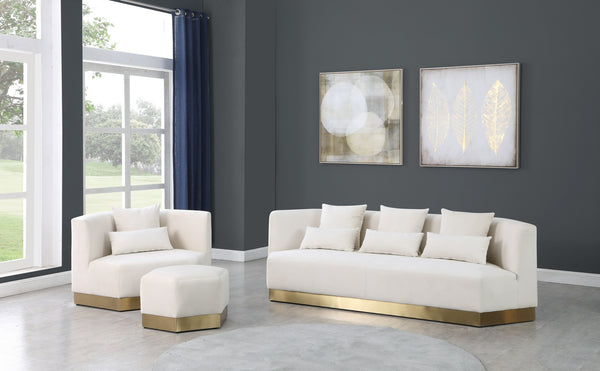 Dianna Ottoman In Cream Velvet