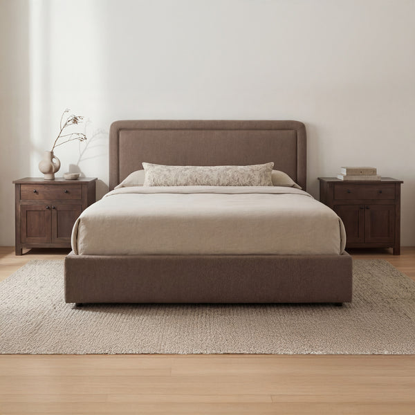 Moe's Simon King Storage Bed in Brown with Hidden Storage