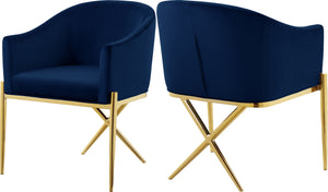 Doris Dining Chair In Navy Velvet and Gold