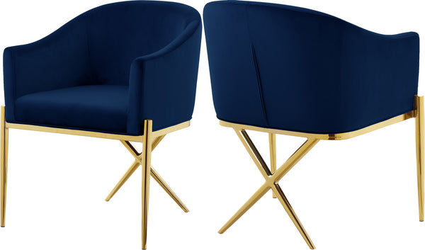 Doris Dining Chair In Navy Velvet and Gold