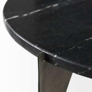 Reinhold II 21L x 21W x 21H Black Marble Top Iron Side Table