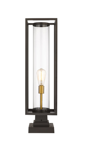 Dunbroch 1 Light Outdoor Pier Mounted Fixture in Deep Bronze + Outdoor Brass Finish