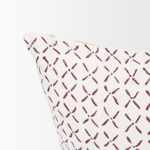 Jayden Cream w/ Merlot Print Linen Lumbar Decorative Pillow Cover
