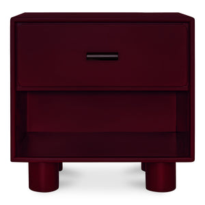 Moe's Jolene Nightstand in Deep Red with Shelf