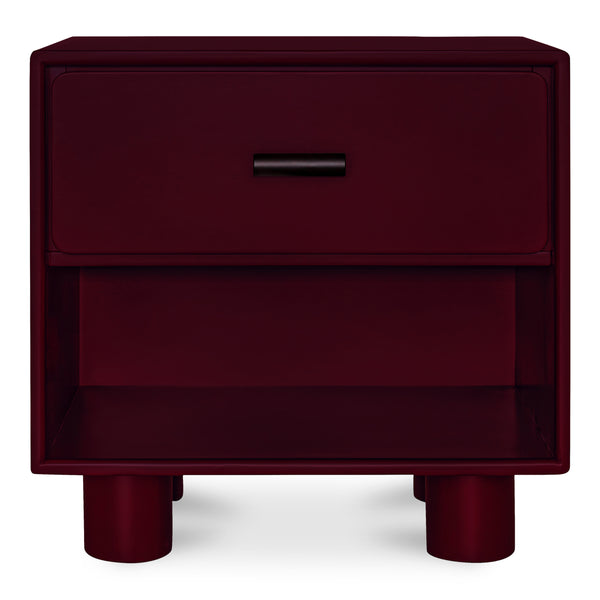 Moe's Jolene Nightstand in Deep Red with Shelf