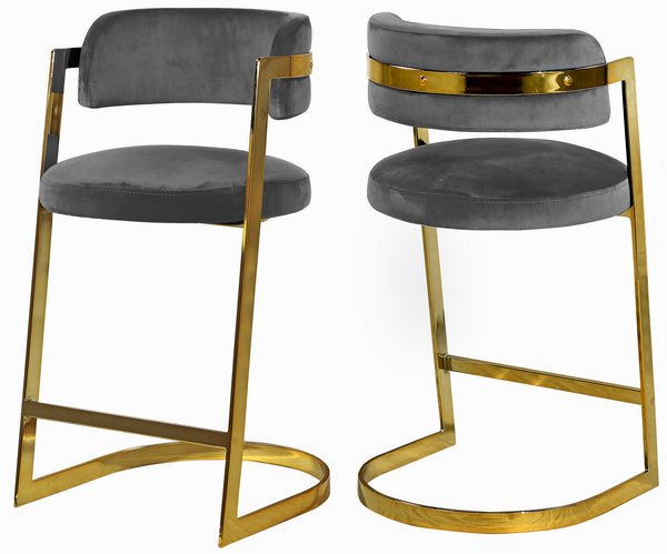 Evelyn Stool In Grey Velvet