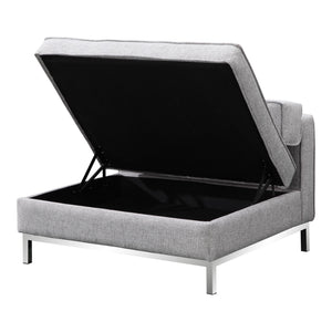 Covella Grey Storage Ottoman with Tufted Cushions