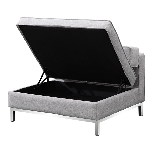 Covella Grey Storage Ottoman with Tufted Cushions
