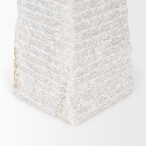 Pyramis White Rough Marble Obelisk 16"