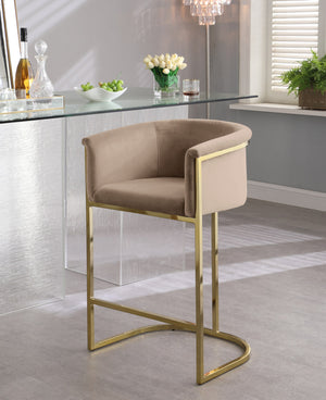 David Stool In Beige Velvet