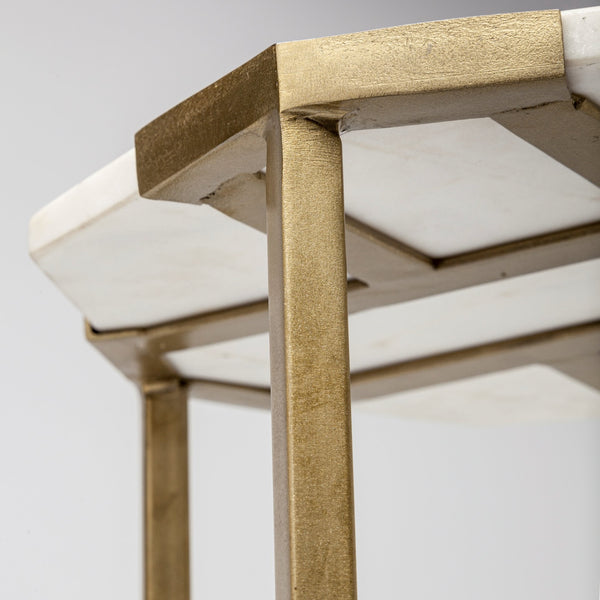 Vincent Octagonal White Marble Tabletop w/ Gold Metal End/Side Tables