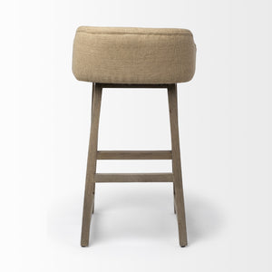 Monmouth 30.5" Seat Height Cream/Beige Fabric Seat Brown Wood Frame Bar Stool
