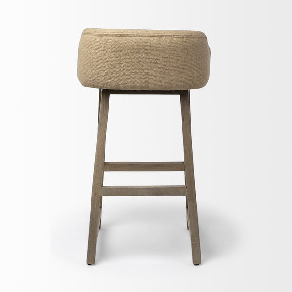 Monmouth 30.5" Seat Height Cream/Beige Fabric Seat Brown Wood Frame Bar Stool