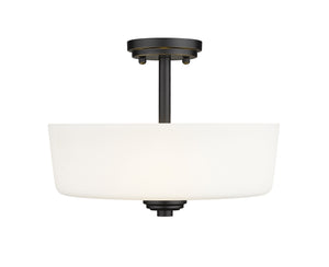 Arlington 3 Light Semi Flush Mount in Matte Black Finish