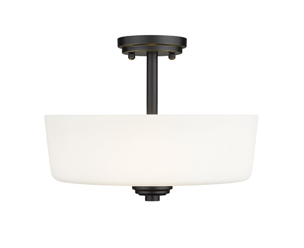 Arlington 3 Light Semi Flush Mount in Matte Black Finish