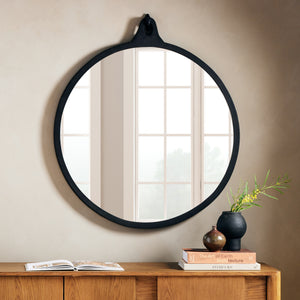 Hyde Round Mirror In Black Aluminum