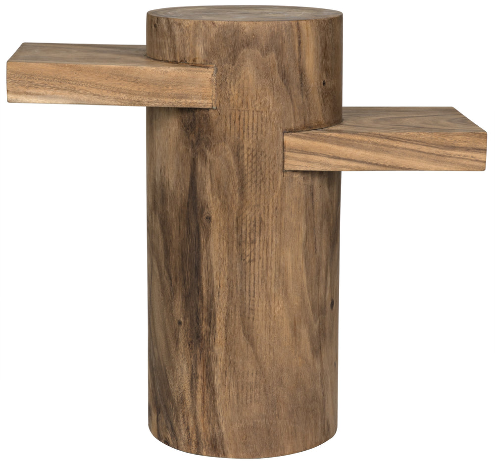 Tabula Munggur Wood Side Table with Semi-Gloss Finish