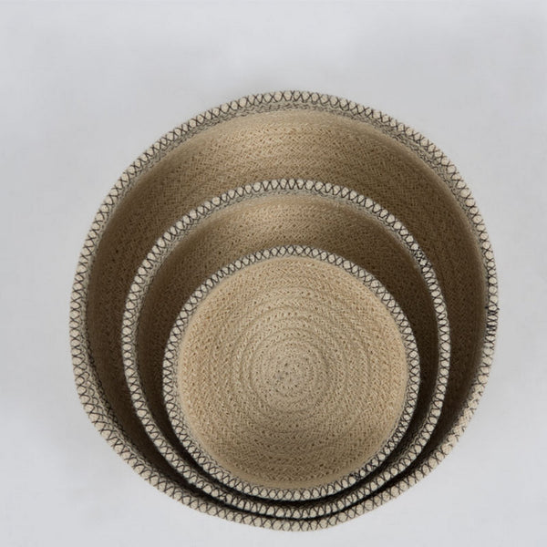 Jute Low Cylinder Basket, set/3