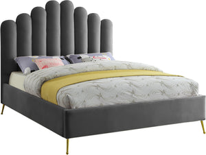 Anita King Bed In Grey Velvet