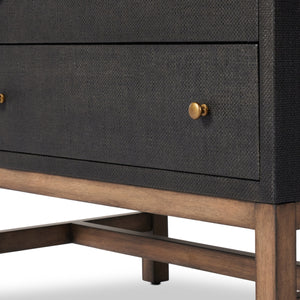 Fiona Nightstand In Black Raffia