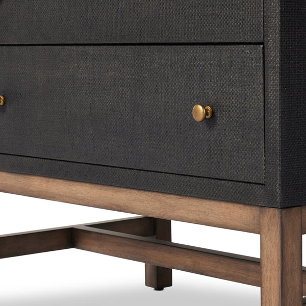 Fiona Nightstand In Black Raffia