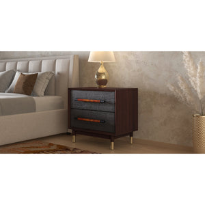 Callan KD Nightstand/Side Table 2 Drawers, Dark Walnut