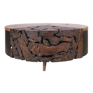 Brizo Reclaimed Teak Coffee Table, Natural/Nightfall Black