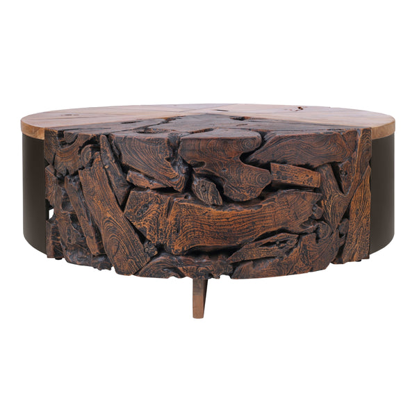 Brizo Reclaimed Teak Coffee Table, Natural/Nightfall Black