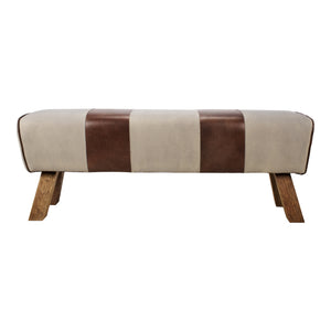 Moe's Pommel Leather & Canvas Bench 18" High