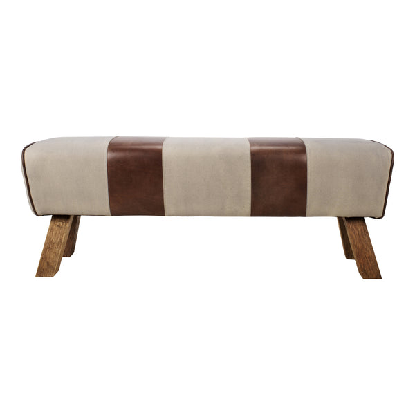 Moe's Pommel Leather & Canvas Bench 18" High