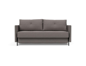 CUBED QUEEN SOFA BED in MIXED DANCE GREY FABRIC WITH Black Steel LEGS 521