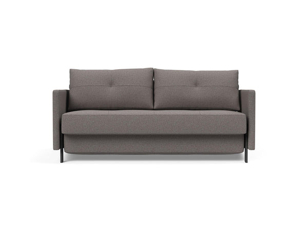 CUBED QUEEN SOFA BED in MIXED DANCE GREY FABRIC WITH Black Steel LEGS 521
