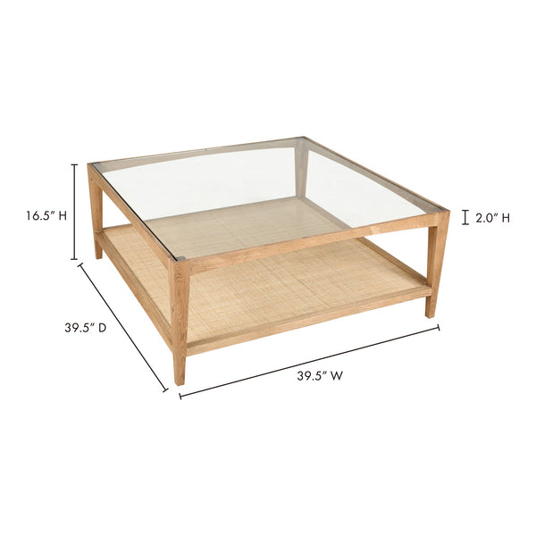 Moe's Harrington Natural Coffee Table with Cane Shelf