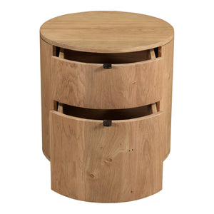 Theo Two Drawer Nightstand in Natural Oak
