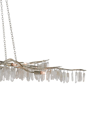 Forest Light Silver Chandelier In Textured Silver & Natural