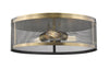 Meshsmith 3 Light Flush Mount in Natural Brass Finish