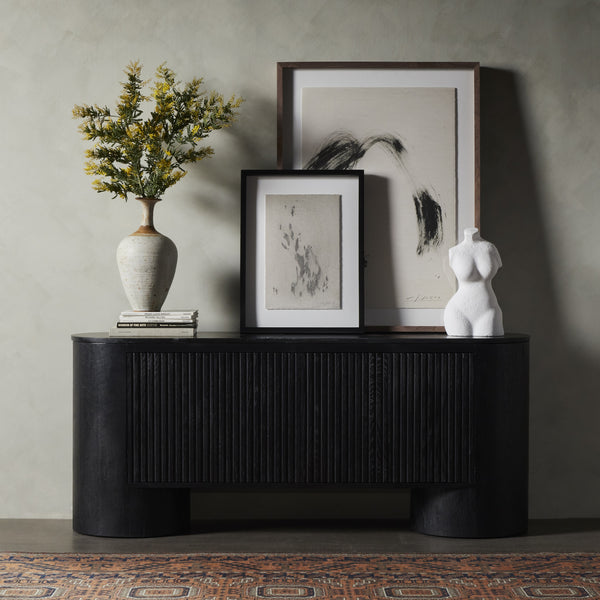 Giovani Media Console In Black Marble