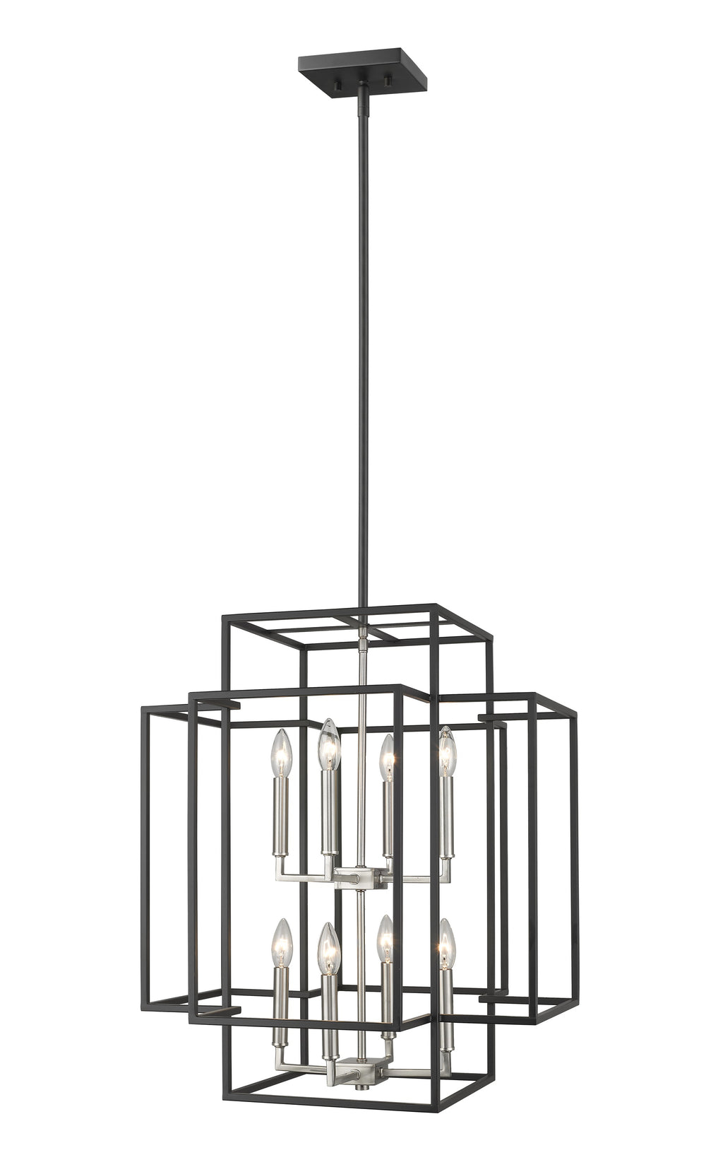 Titania 8 Light Pendant in Black + Brushed Nickel Finish
