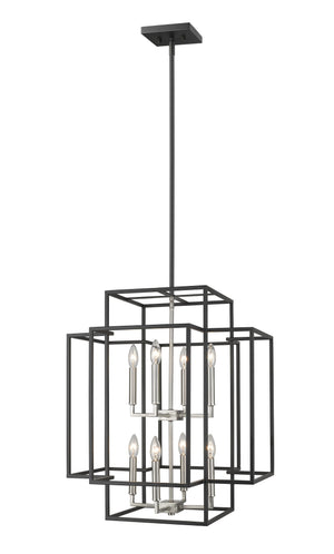 Titania 8 Light Pendant in Black + Brushed Nickel Finish