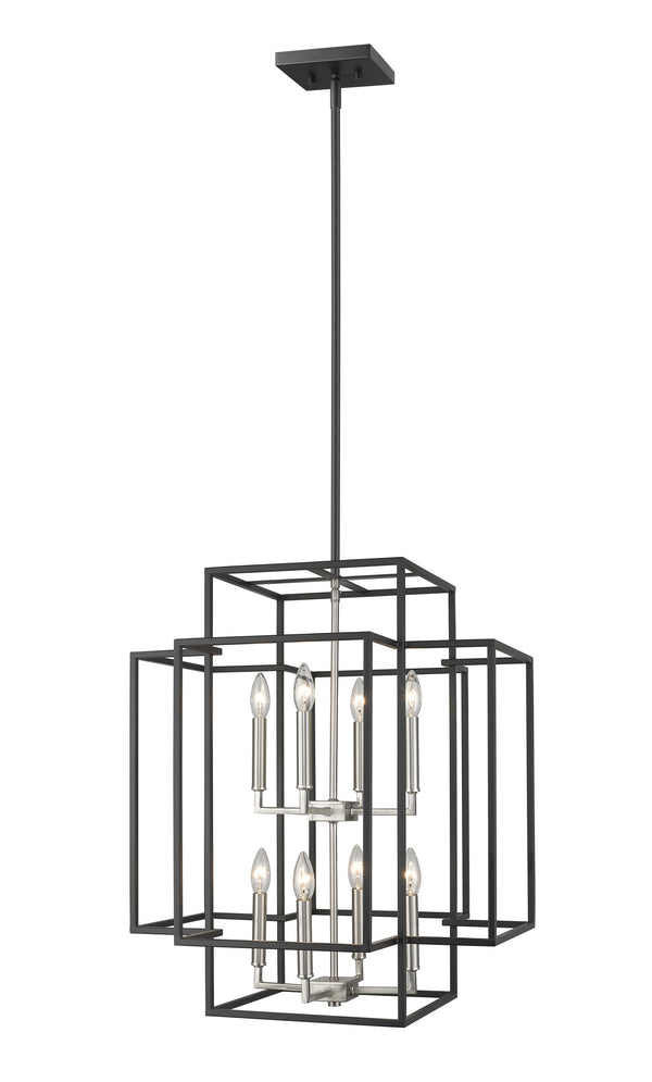 Titania 8 Light Pendant in Black + Brushed Nickel Finish