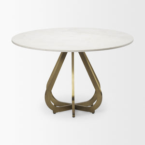 Laurent 48" Marble Top Gold Metal Base Dining Table